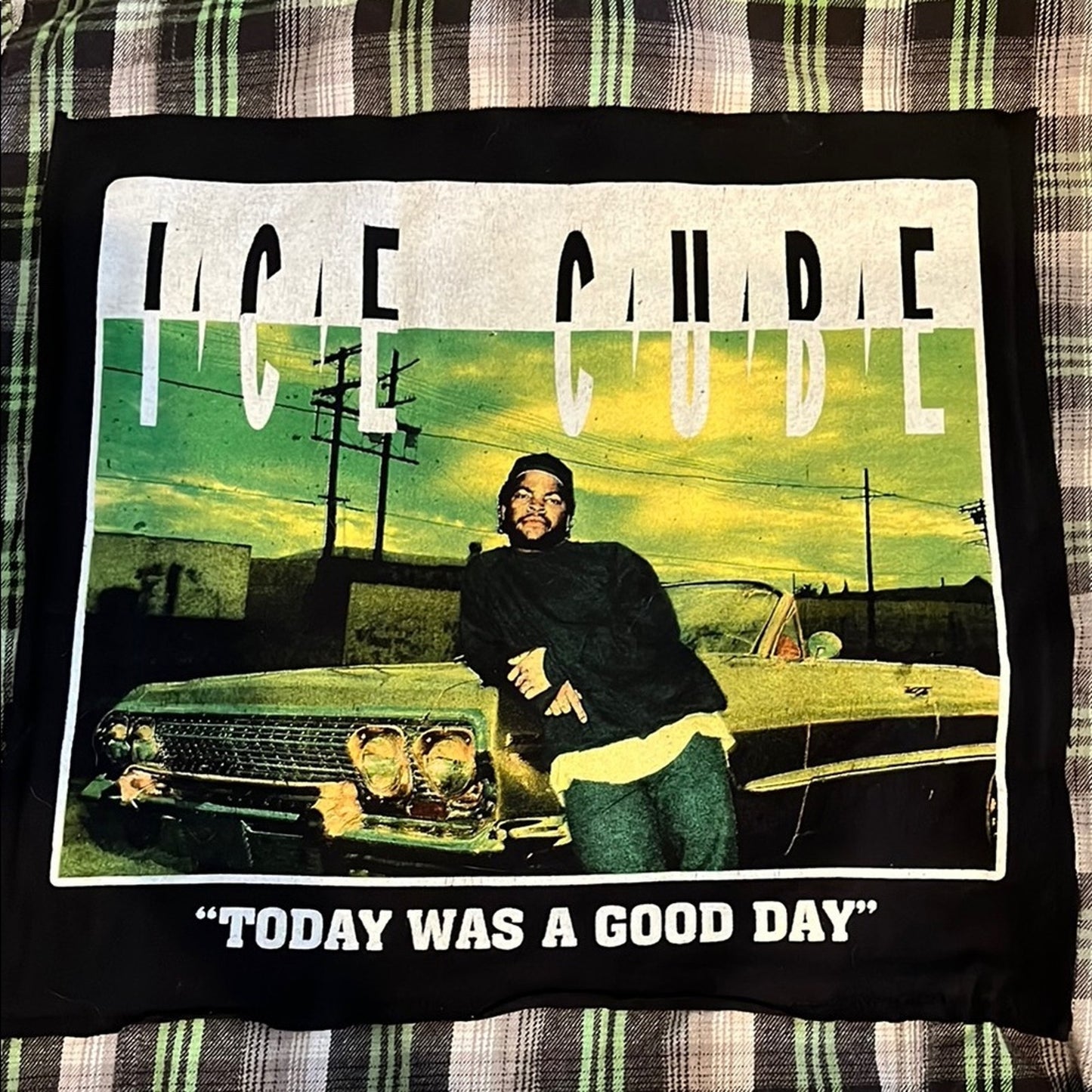 Ice Cube Flannel Shirt upcycled unisex Size Medium M