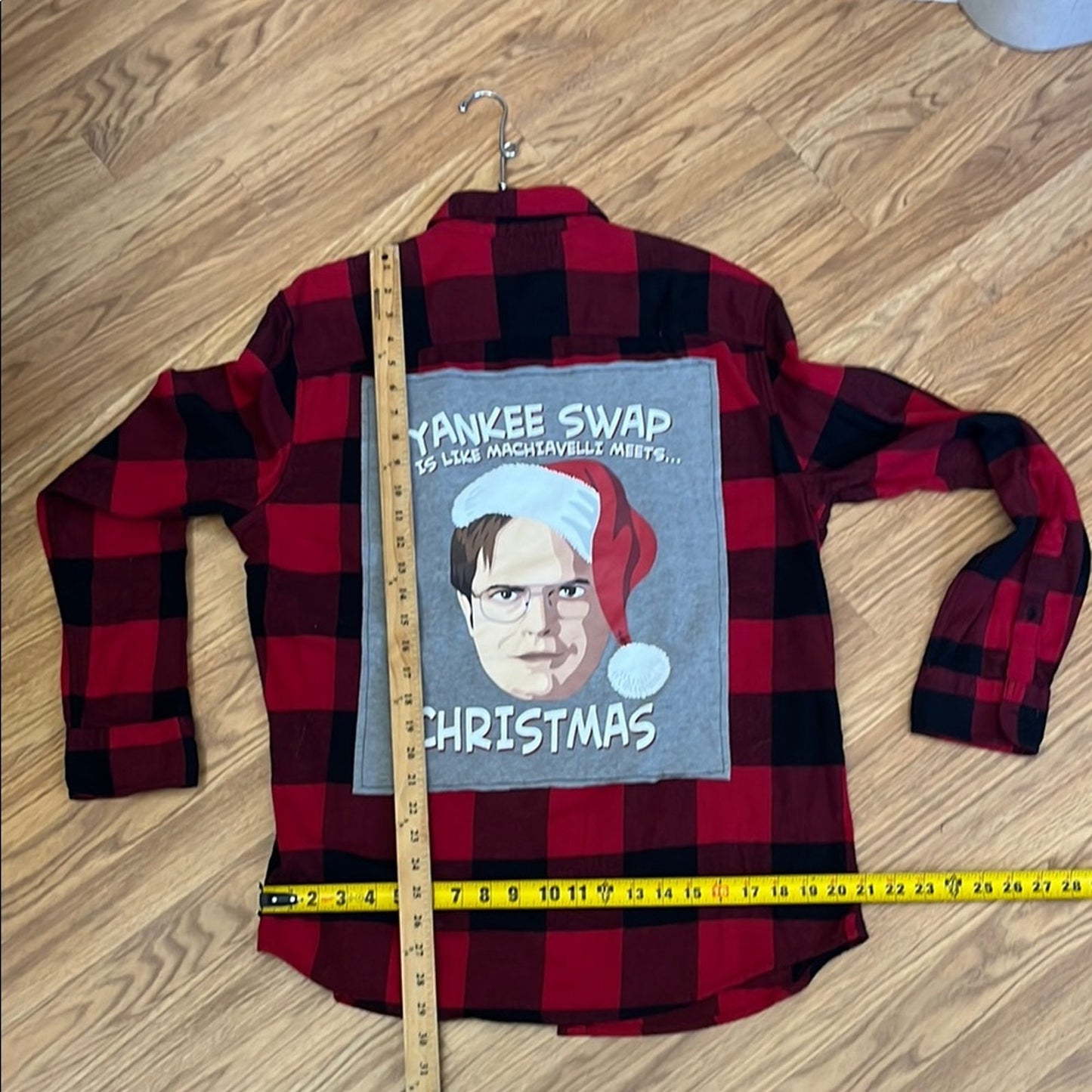 The Office Yankee Swap Christmas Upcycled Flannel Shirt Handmade Size Large L