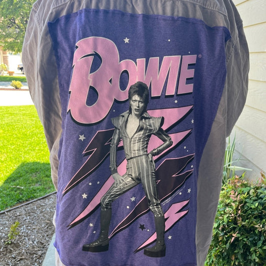 David Bowie corderoy shirt upcycled one of a kind size XL