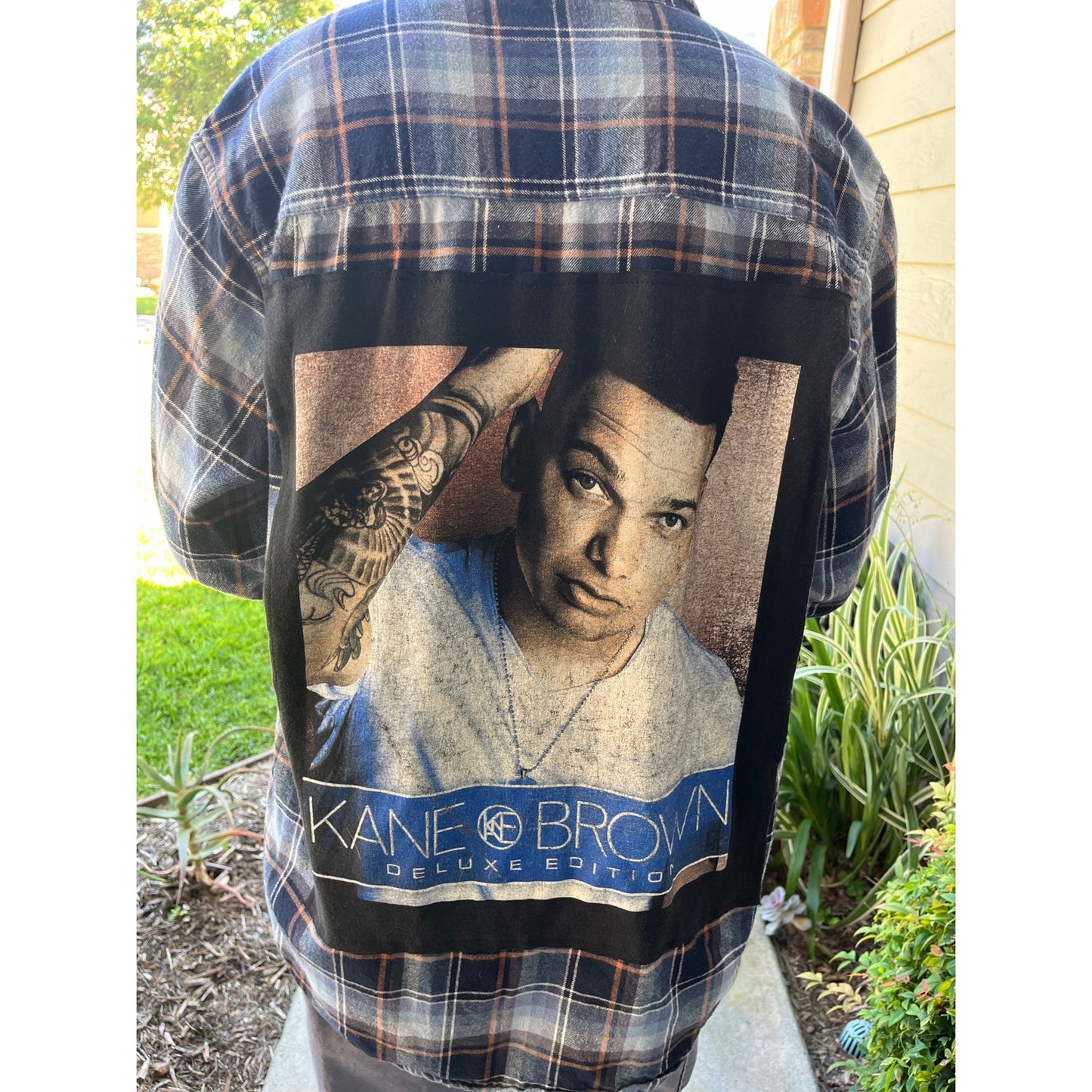 Kane Brown Flannel Shirt upcycled one of a kind unisex Medium