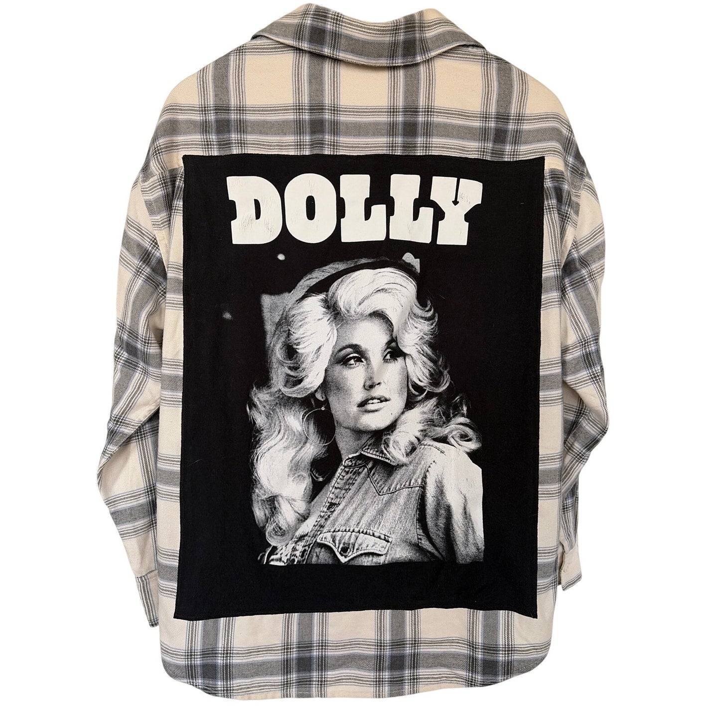 Dolly Parton Upcycled Flannel Shirt Woman's Size Small S