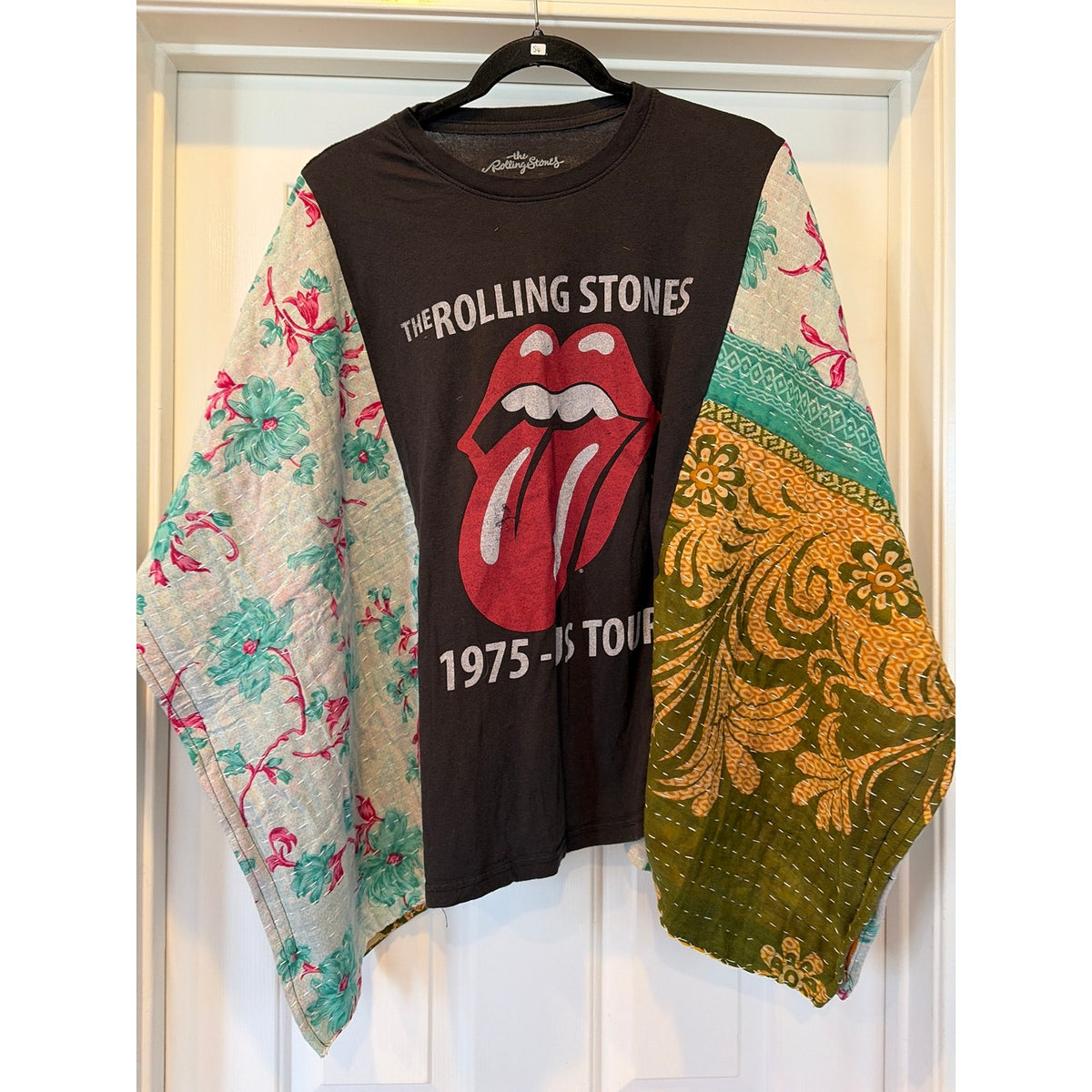 Rolling Stones Upcycled Kantha Tunic Top Shirt OS Handmade Boho