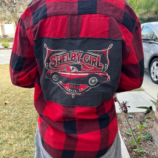 Shelby Girl 1962 Venice California Upcycled Flannel Shirt unisex Size Small S