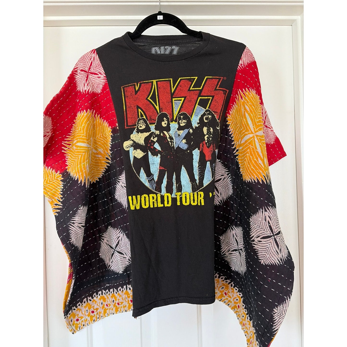 Kiss upcycled Kantha Tunic Top Shirt OS Handmade Boho
