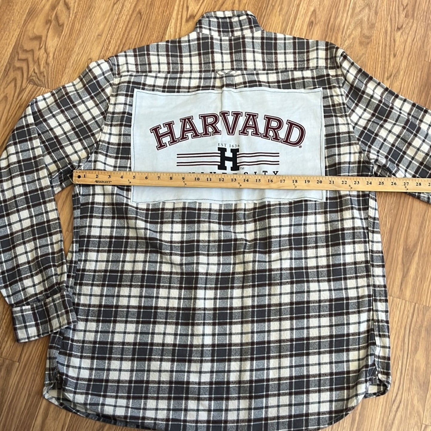 Harvard University Flannel Shirt upcycled one of a kind size XL