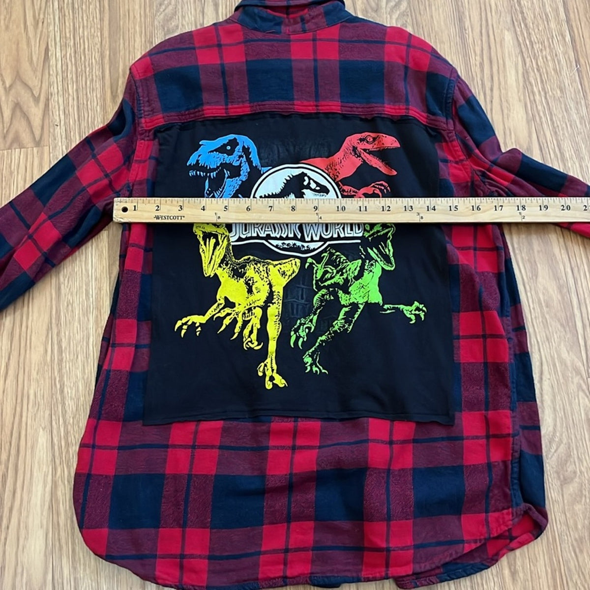 A&F Jurassic World Flannel Shirt upcycled unisex size 15 / 16