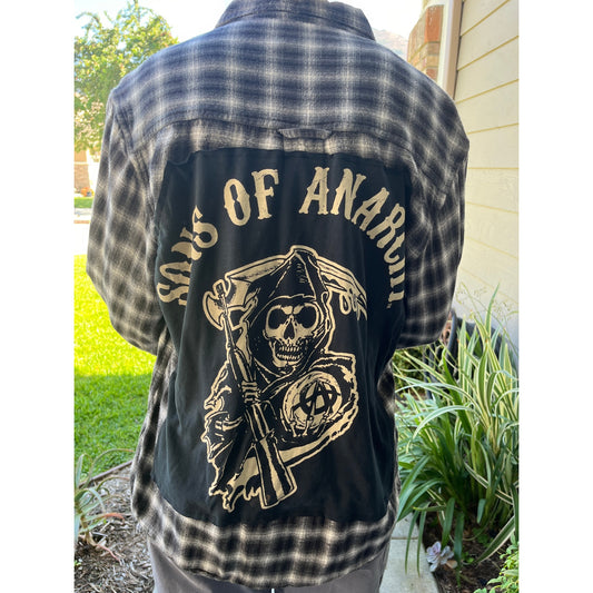 Son of Anarchy Flannel Shirt upcycled one of a kind unisex Medium M