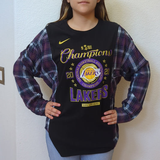 LA Lakers 2020 Champions Upcycled Flannel Shirt One of a kind reworked unisex