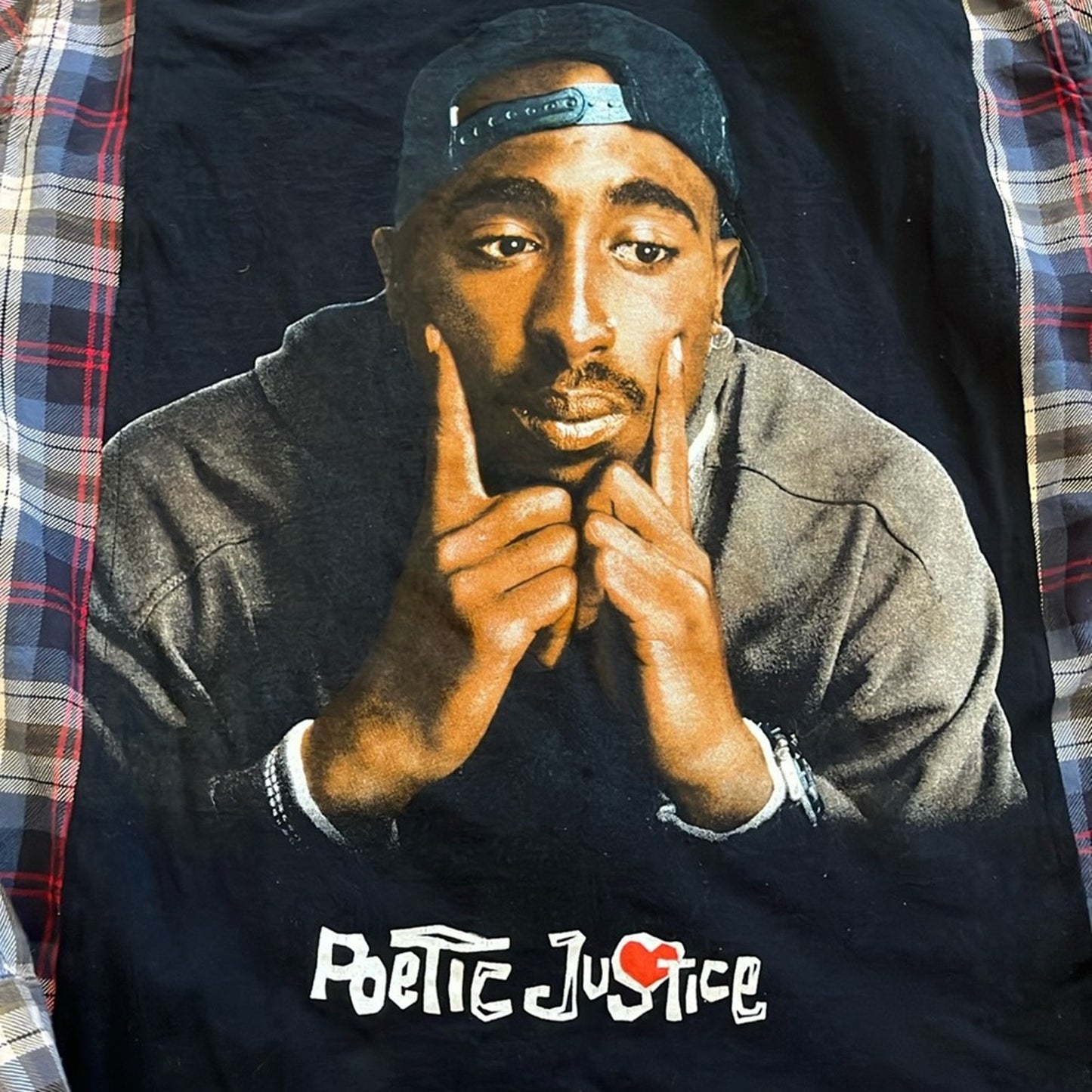 Poetic Justice Flannel Shirt upcycled unisex Size XL