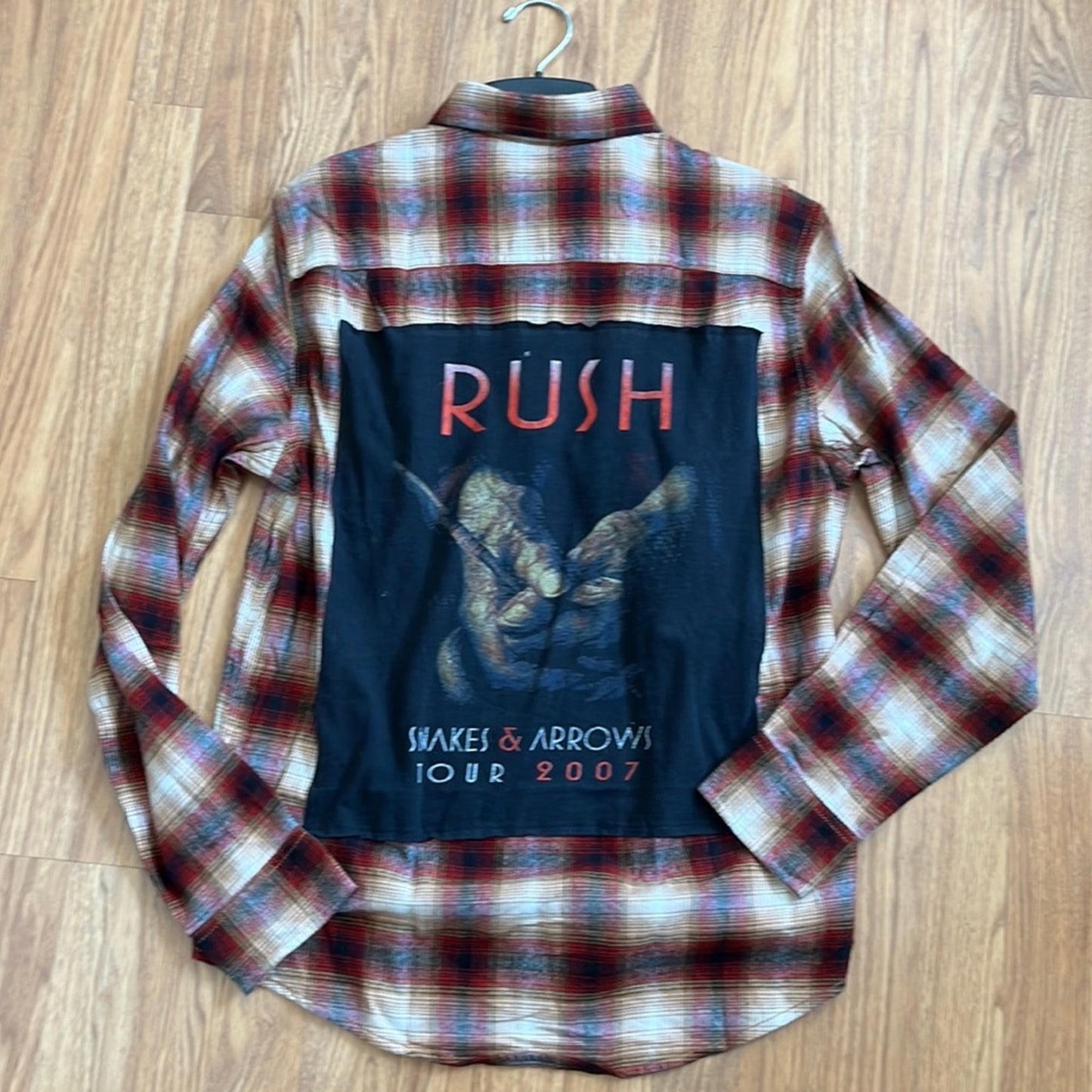 Rush Flannel shirt upcycled one-of-a-kind size medium M men's / unisex