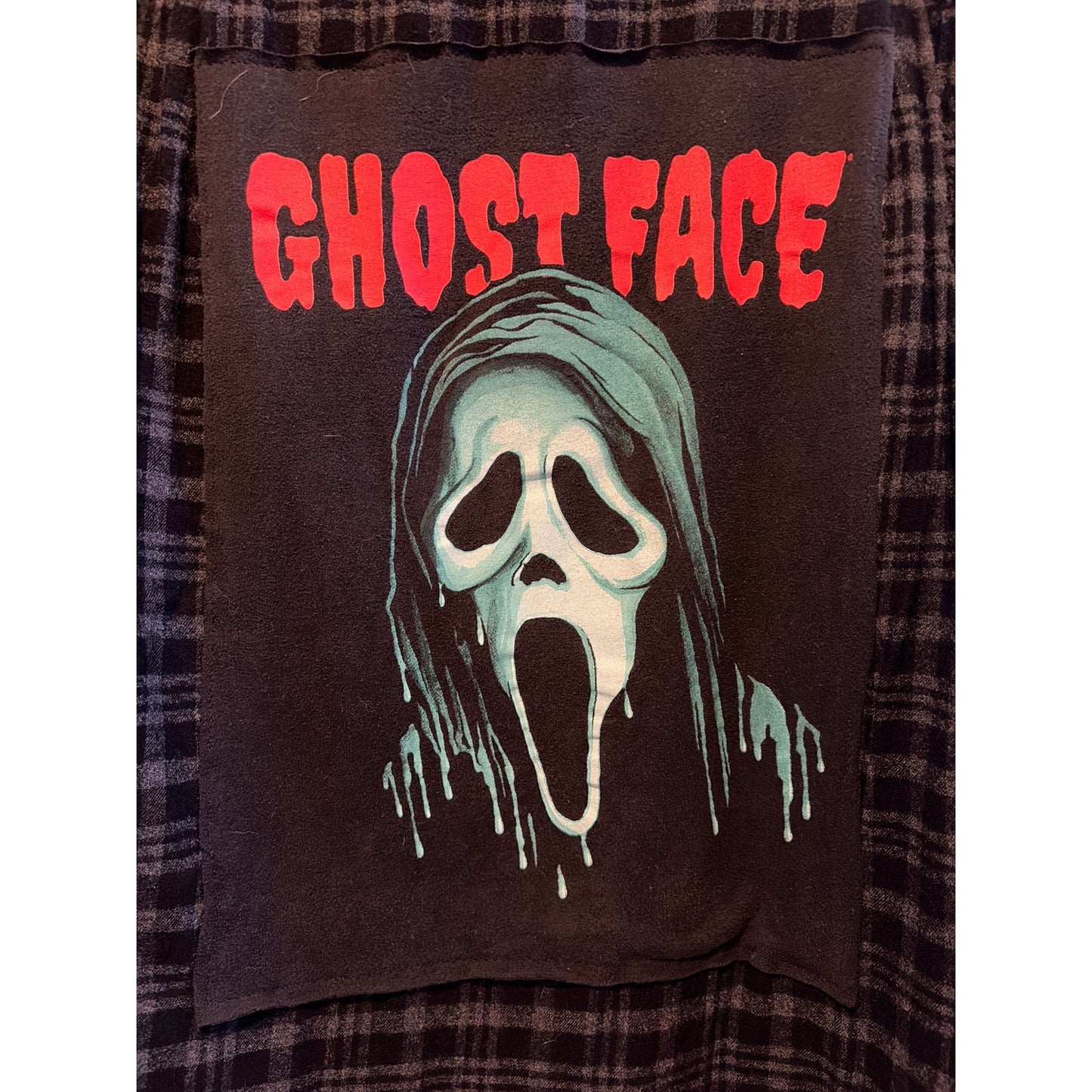 Ghost Face Upcycled Flannel Shirt Unisex X-large XL