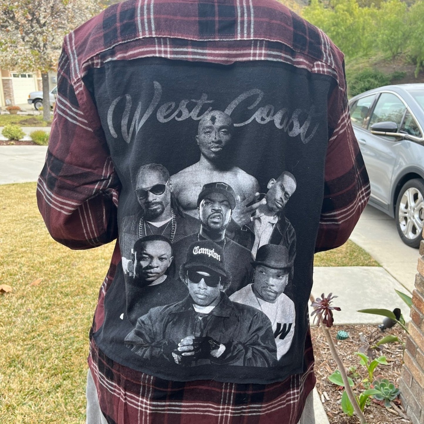 West Coast Rappers Flannel Shirt upcycled unisex size medium M