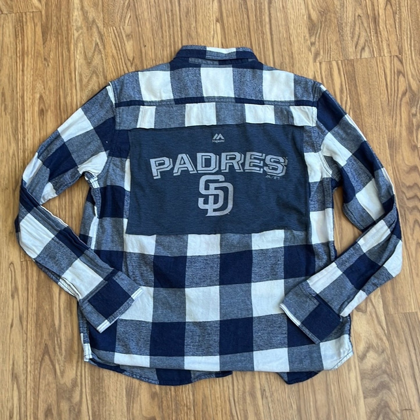 San Diego Padres Baseball Flannel Shirt upcycled one of a kind size Medium