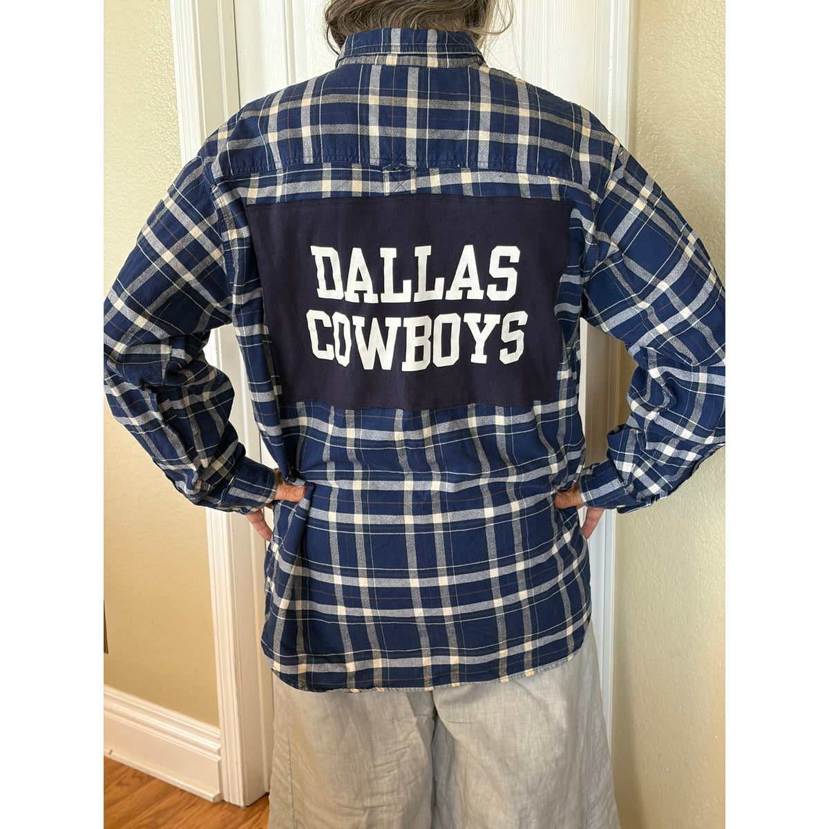 Dallas Cowboy Upcycled Flannel Shirt Unisex Size XL X-large