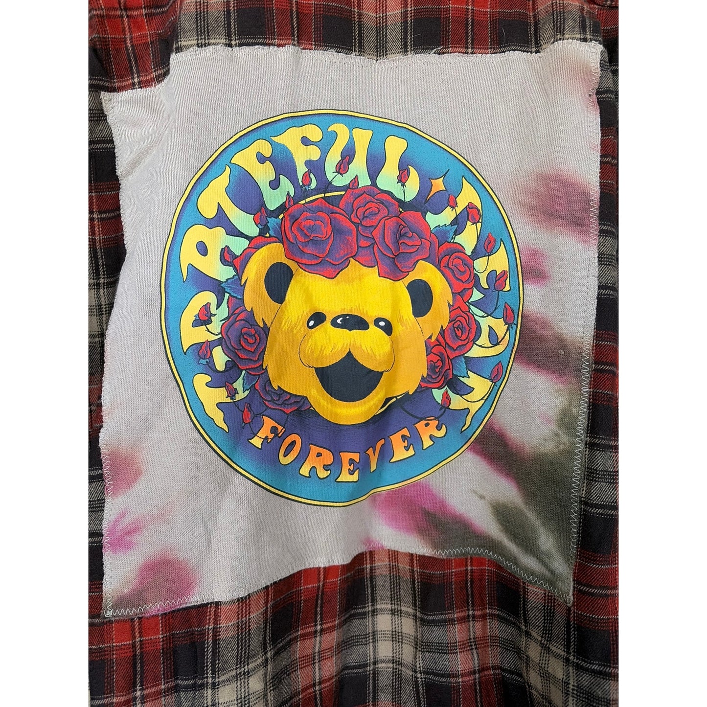Grateful Dead Upcycled Flannel Shirt Unisex Size 2XLT 2XL Tall