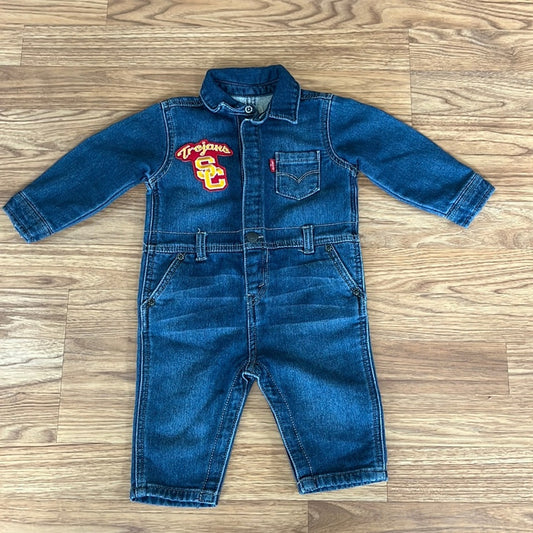 Levi's USC Trojans Denim Overall Upcycled one of a kind One Piece Size 6-9 M