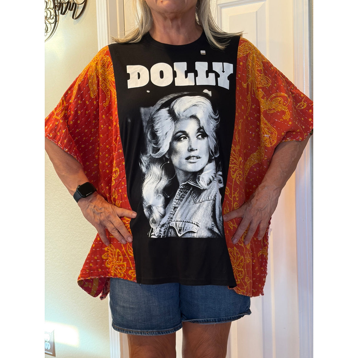 Dolly Parton Upcycled Kantha Tunic Top Shirt OS Handmade Boho