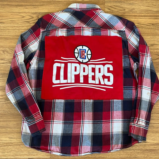 Los Angeles Clippers Flannel Shirt upcycled unisex Size Large L