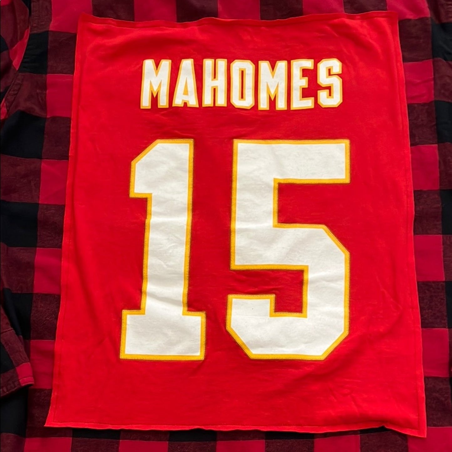 NFL Kansas City Chiefs Mahomes 15 Flannel Shirt upcycled unisex size XXL
