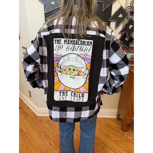 The Mandalorian Star Wars Upcycled Flannel Shirt Unisex 3XL