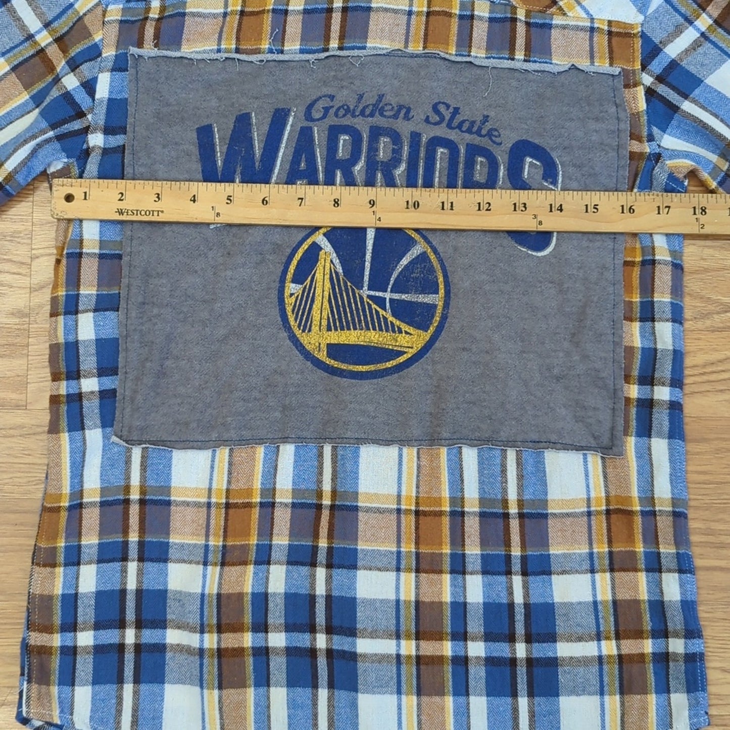 Golden State Warriors Flannel Shirt upcycled one of a kind size XS unisex