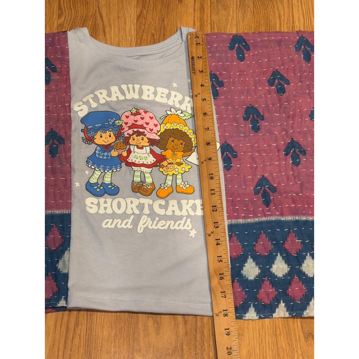 Strawberry Shortcake Upcycled Kid Kantha Tunic Top Shirt OS Boho