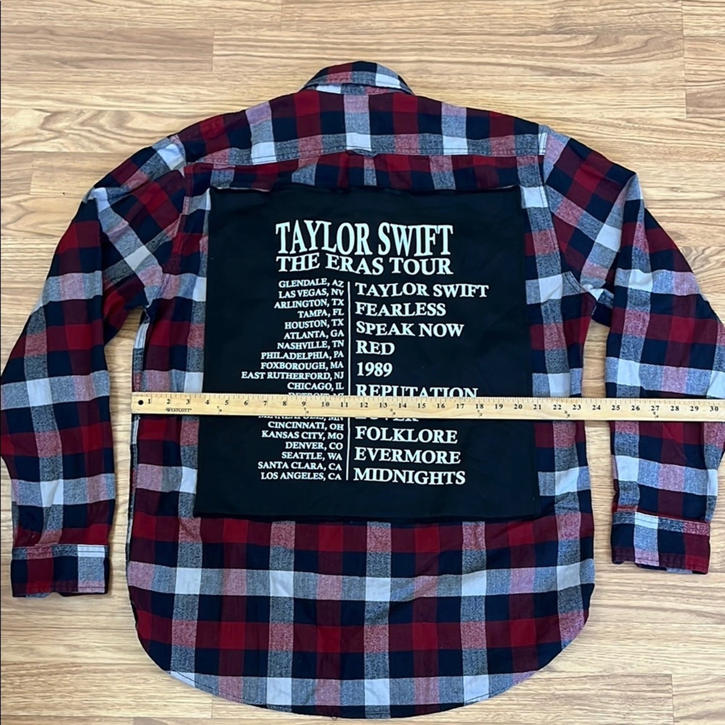 Taylor Swift Eras Tour Upcycled Flannel Shirt unisex Size Large XLT