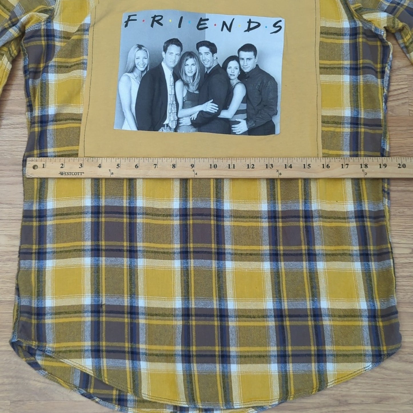 Friends TV Show Flannel Shirt upcycled one of a kind unisex Size Medium