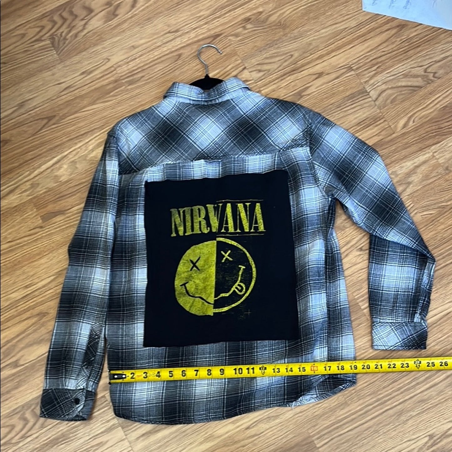 Nirvana Upcycled Flannel Shirt Handmade Unisex Size Small S