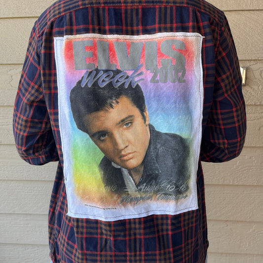 Elvis Presley Upcycled Flannel Shirt Handmade Unisex Size XS X-Small