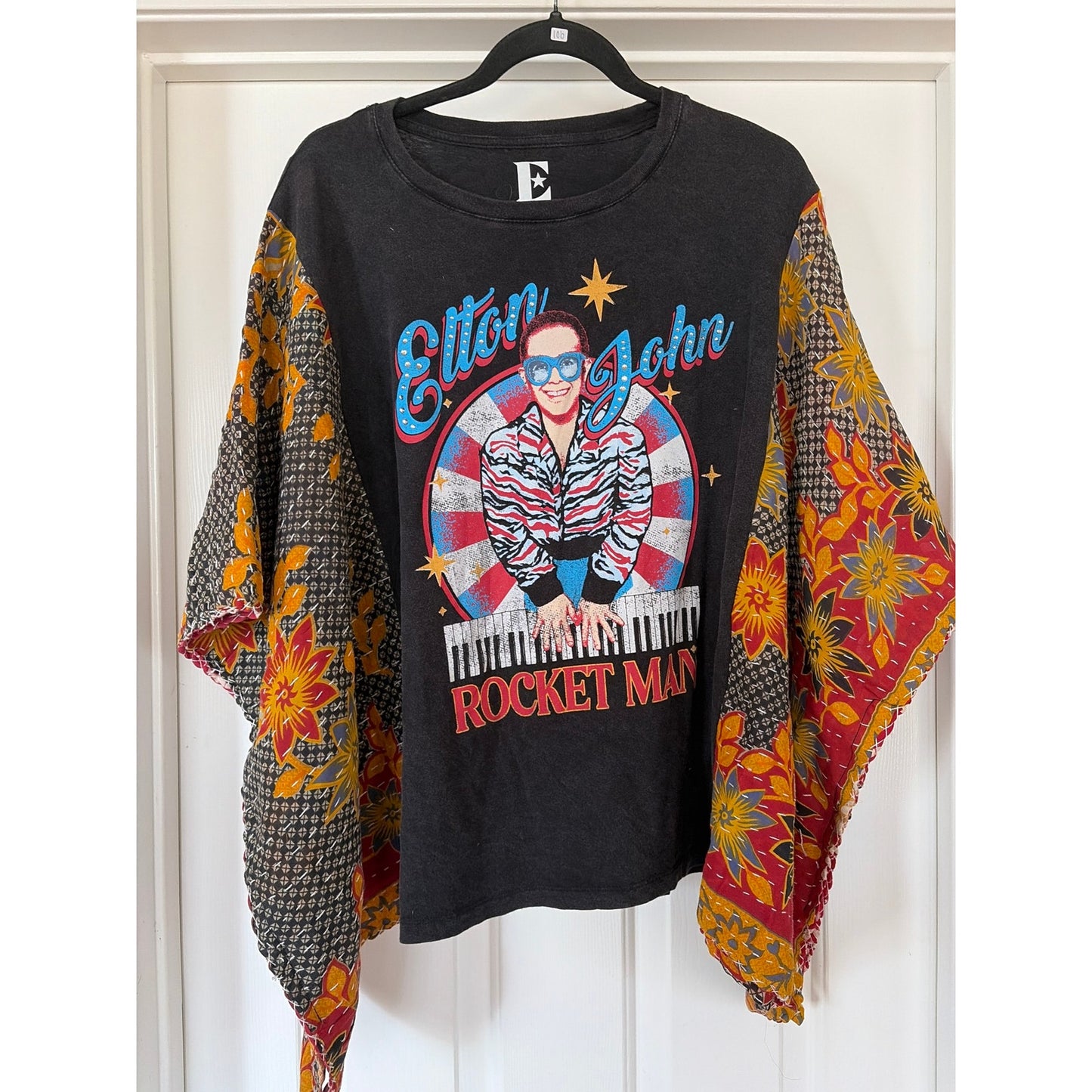 Elton John Upcycled Kantha Tunic Top Shirt OS Handmade Boho