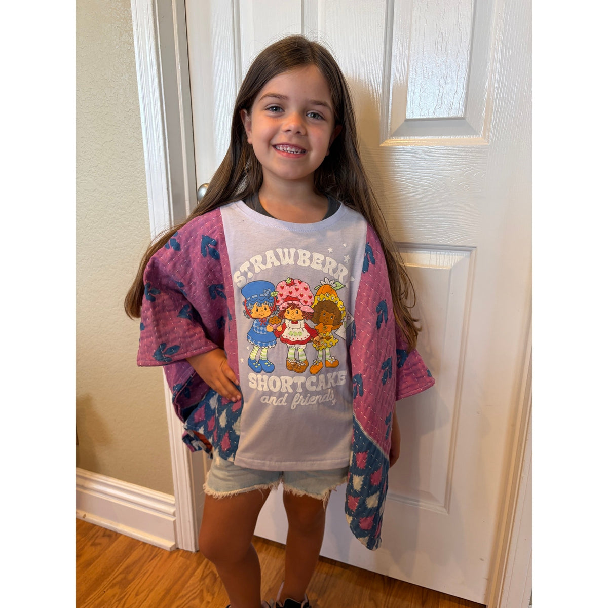 Strawberry Shortcake Upcycled Kid Kantha Tunic Top Shirt OS Boho