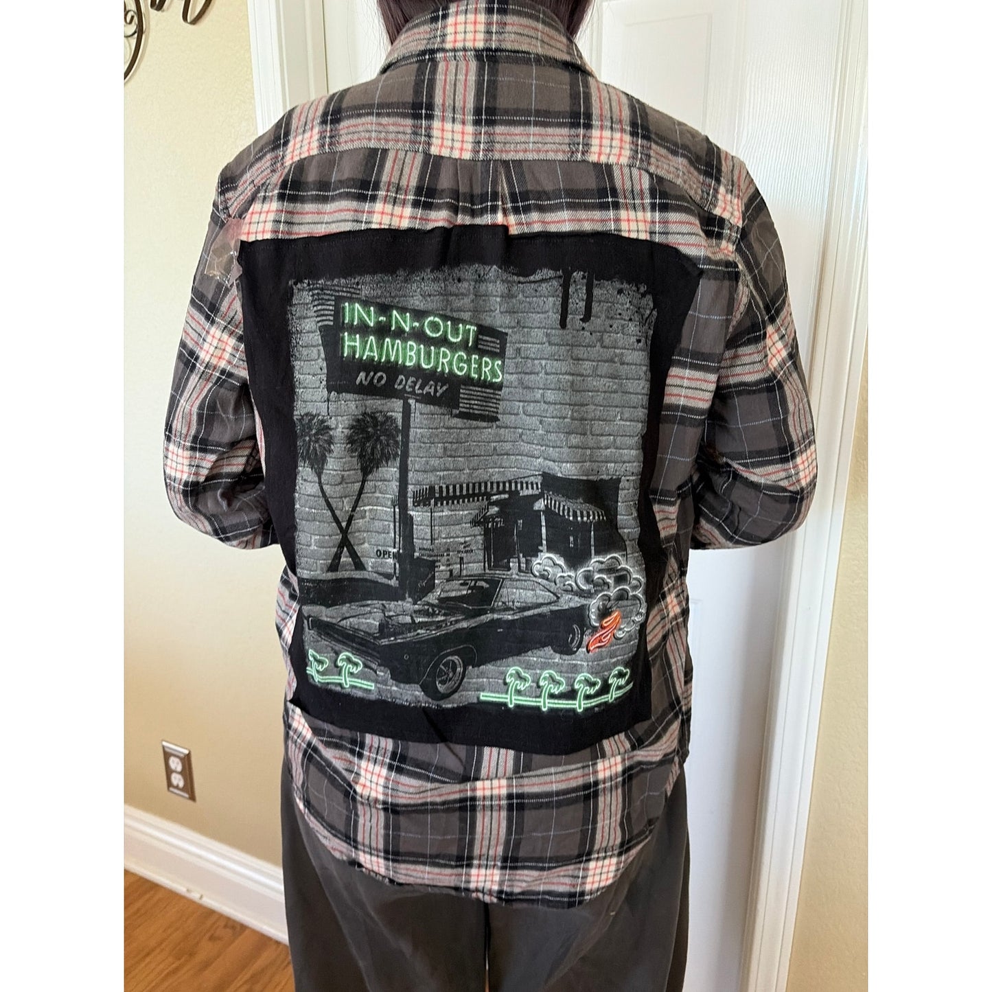In n Out Upcycled Flannel Shirt Unisex Size Medium M