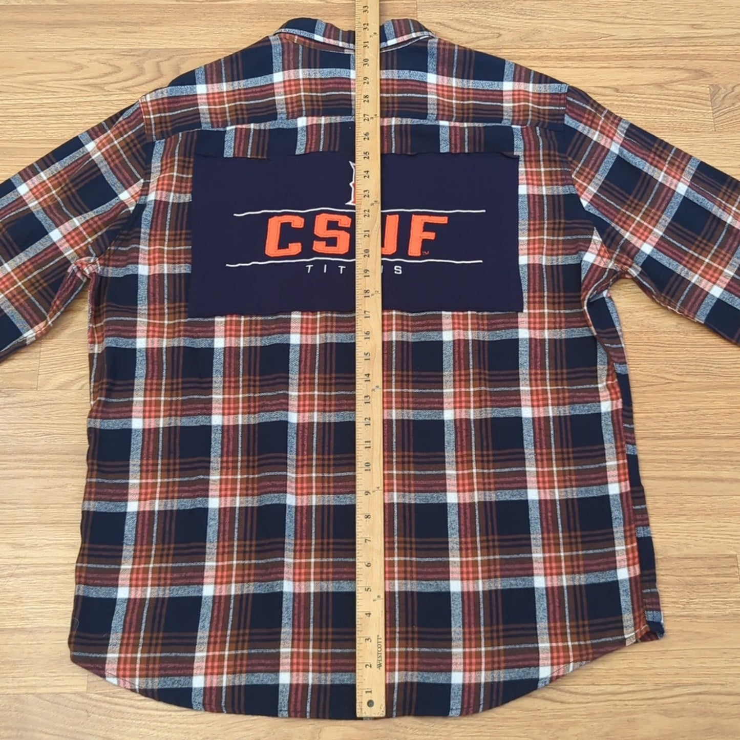 CSUF Cal State Fullerton Flannel Shirt upcycled one of a kind Size XL