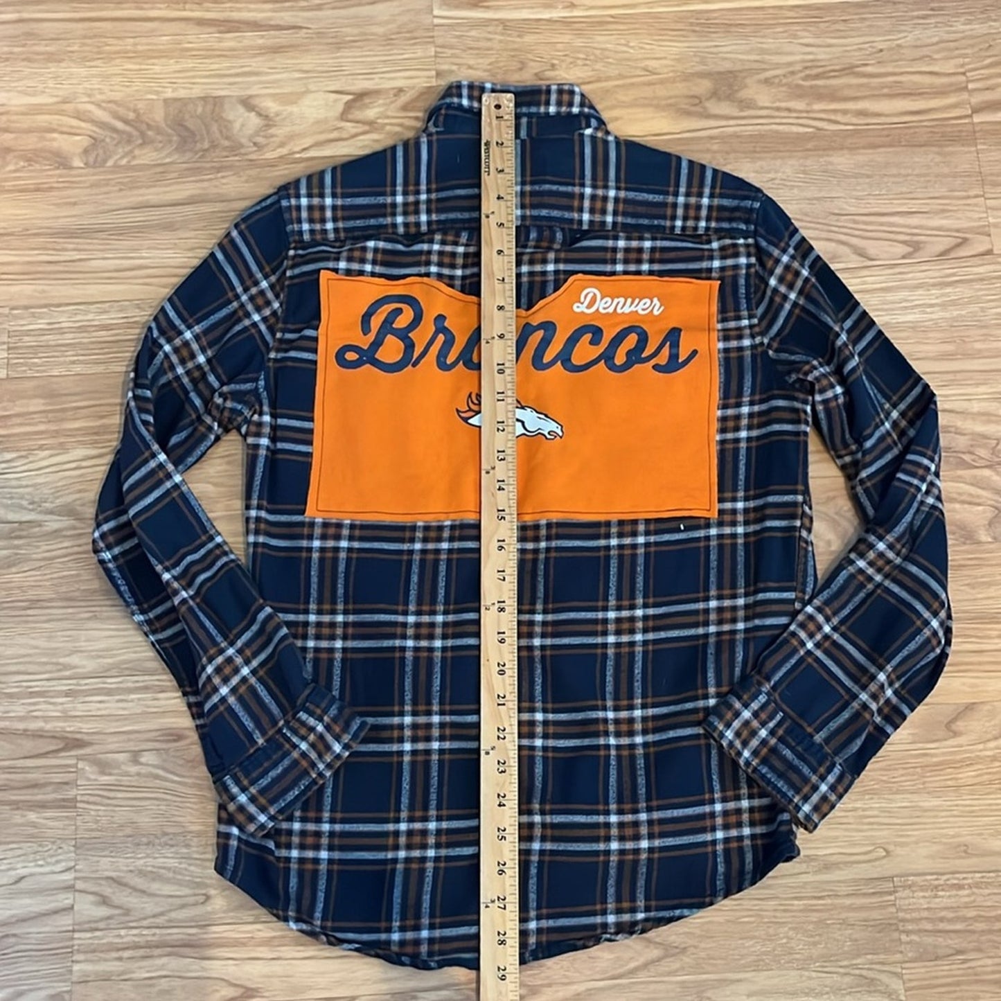 Denver Broncos Flannel Shirt upcyced unisex Size Small S