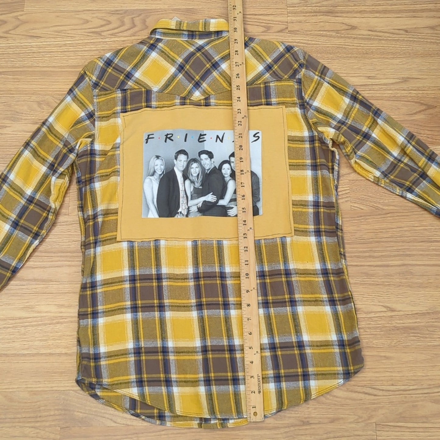 Friends TV Show Flannel Shirt upcycled one of a kind unisex Size Medium