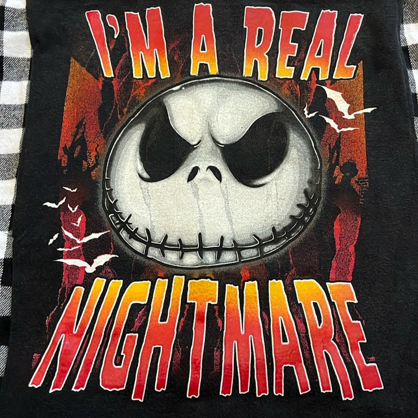 Nightmare before Christmas Flannel Shirt upcycled unisex size XL