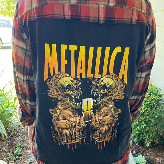 Metallica Flannel Shirt Upcycled one of a Kind unisex Medium M