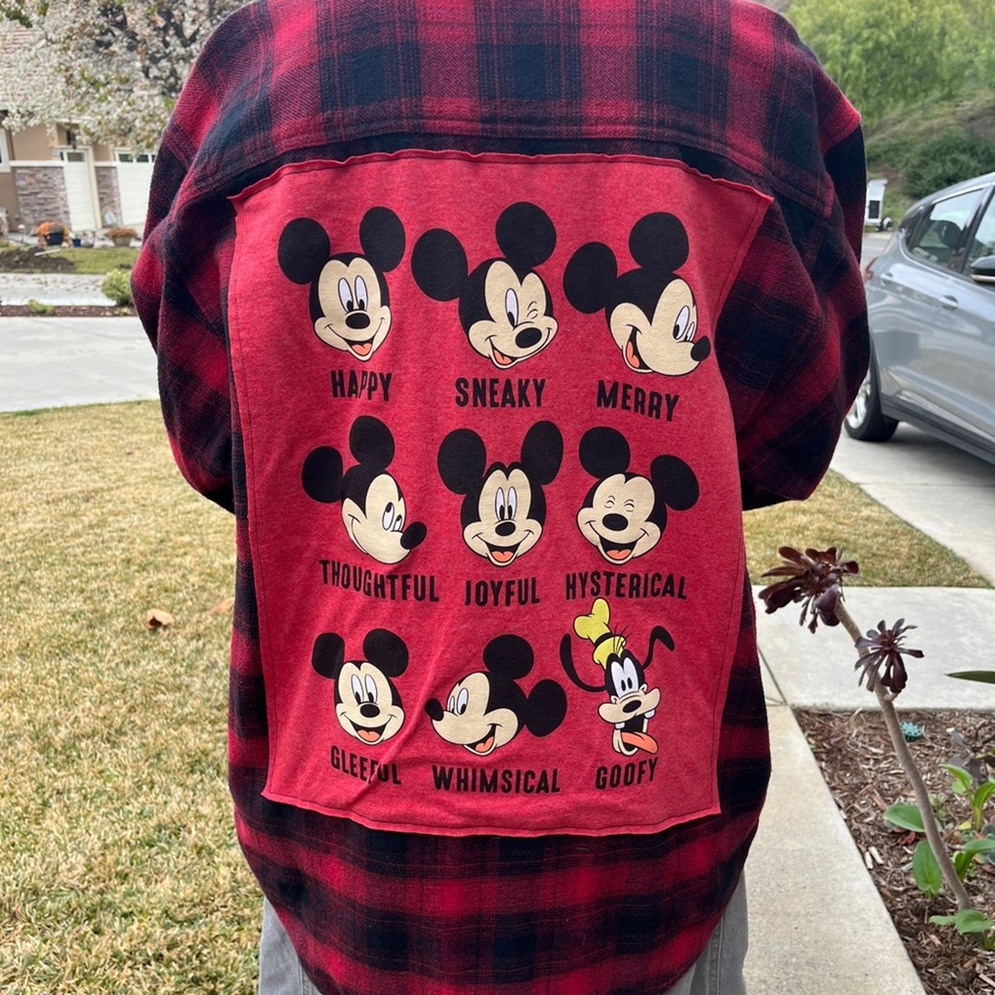 Mickey Mouse Disney Flannel Shirt Upcycled Unisex Size XLarge XL