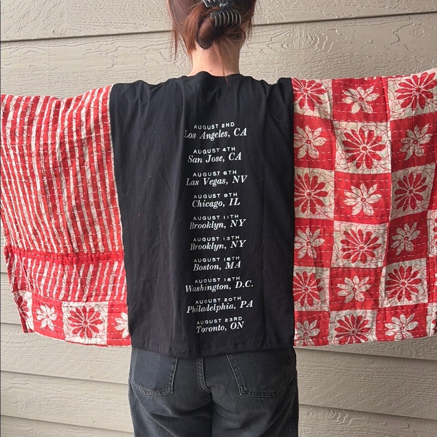 Barbara Streisand Upcycled Kantha Tunic Top Shirt OS Handmade Bohemian Hippie