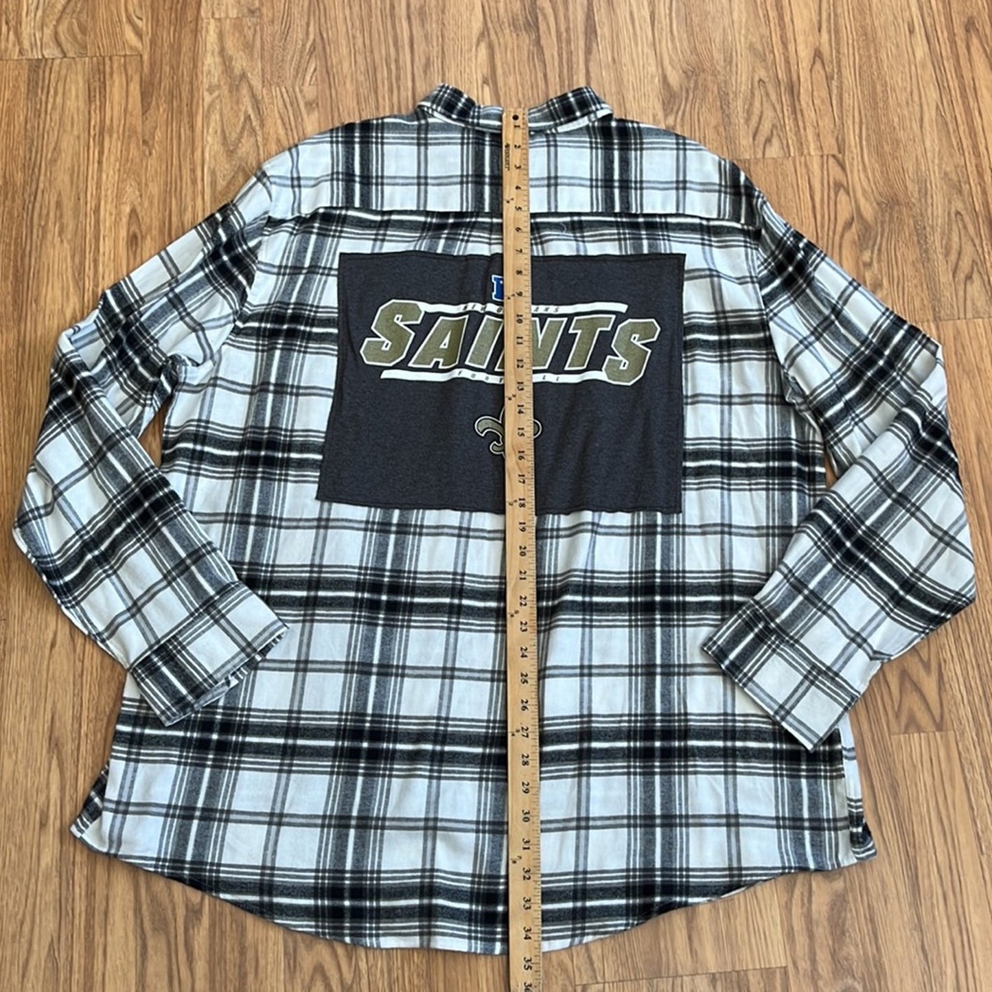 New Orleans Saints NFL Flannel Shirt upcycled one of a kind XXL