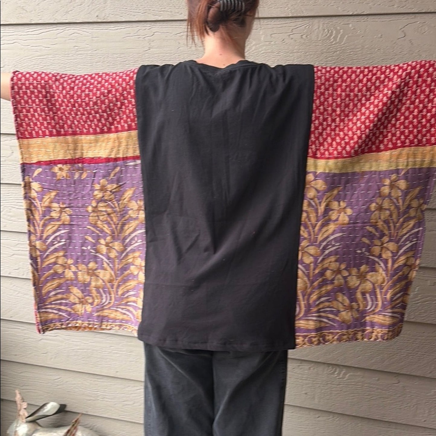 Red Hot Chilie Peppers Upcycled Kantha Tunic Top Shirt OS Handmade Bohemian