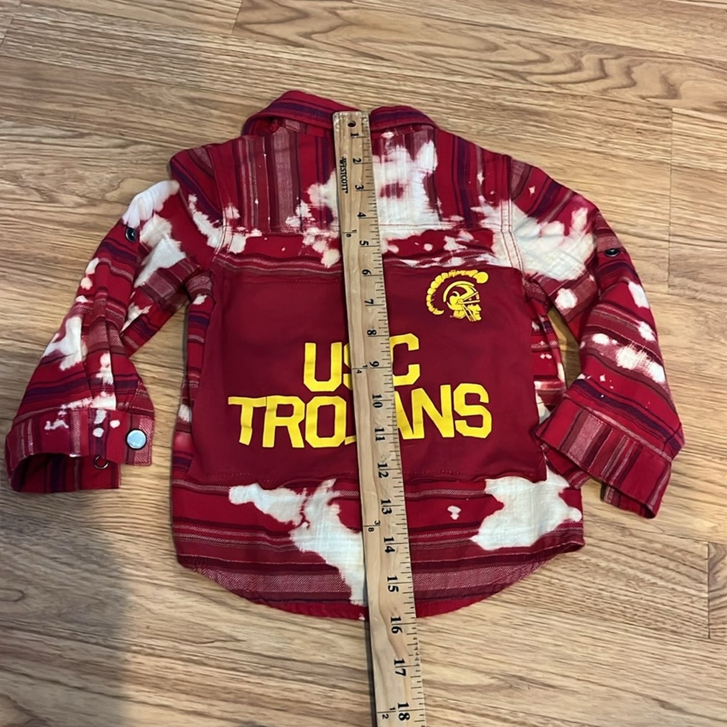 USC Flannel Shirt upcycled bleached unisex size 2T