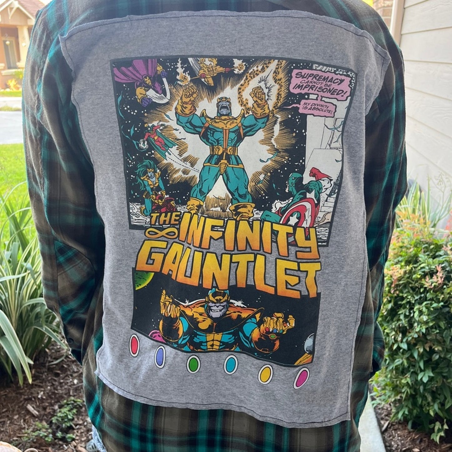 The Infinity Gauntlet Guardians of the Galaxy Flannel Shirt unisex Medium M