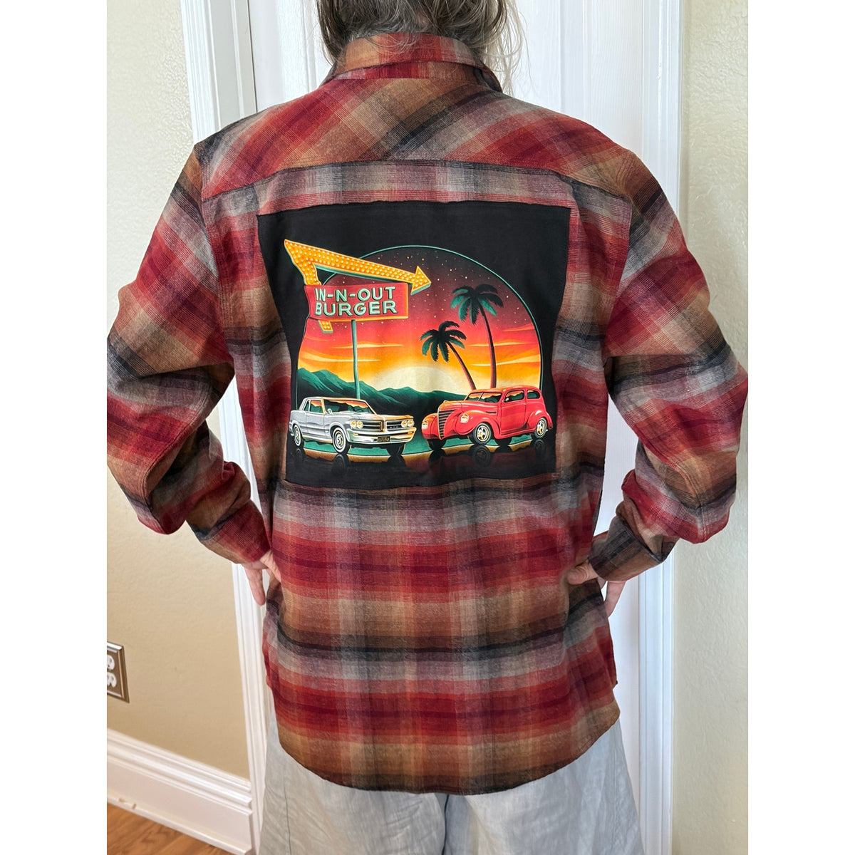 In n Out Upcycled Flannel Shirt Unisex Size XXL