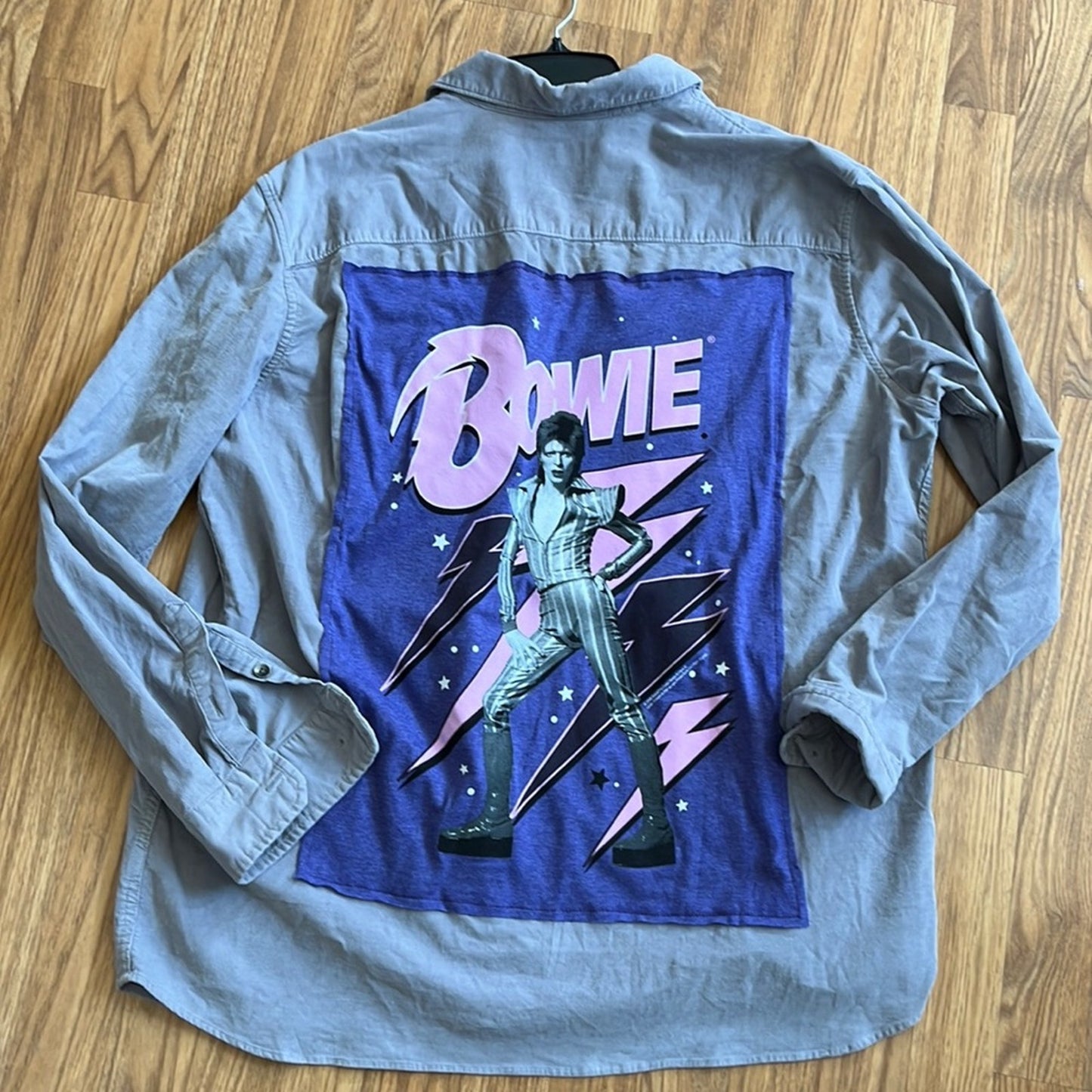 David Bowie corderoy shirt upcycled one of a kind size XL