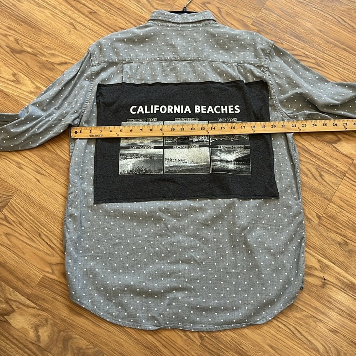 California Beaches Flannel Shirt upcycled unisex size  XL