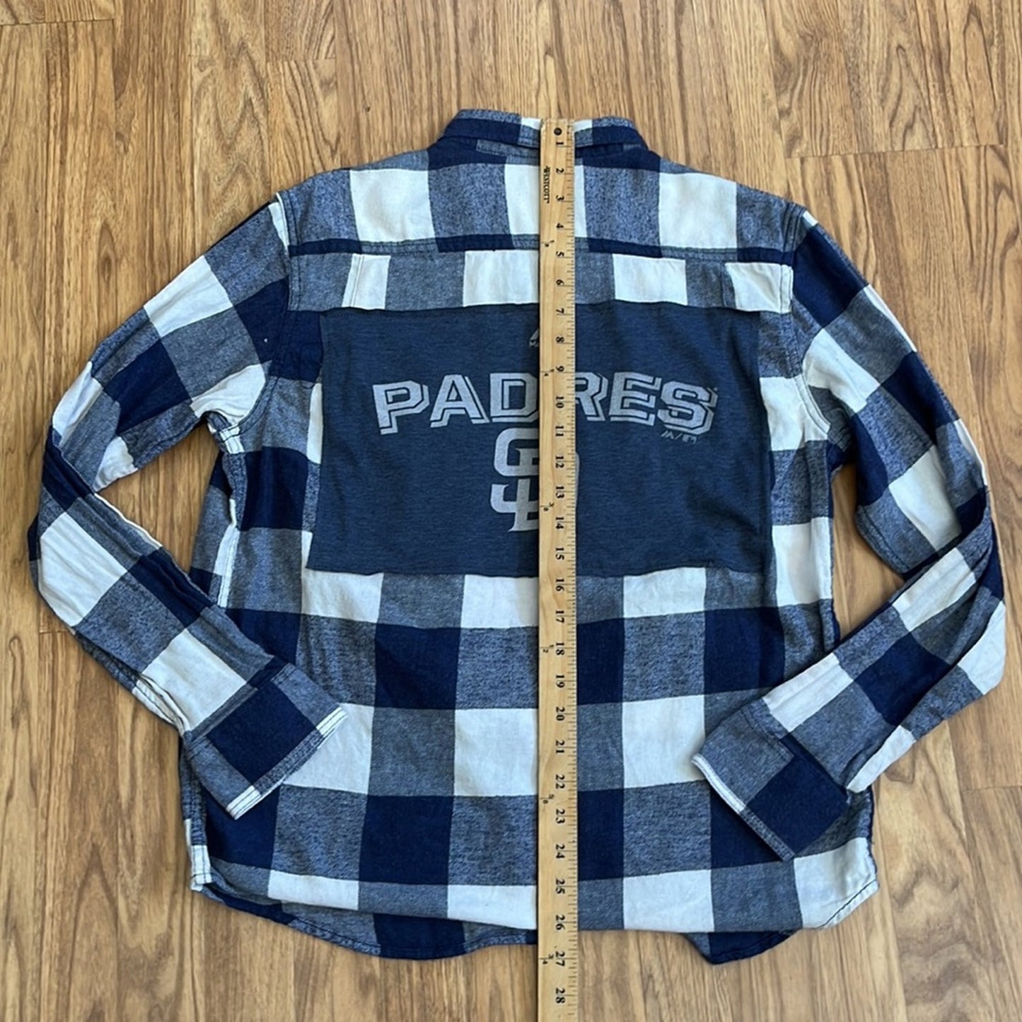 San Diego Padres Baseball Flannel Shirt upcycled one of a kind size Medium