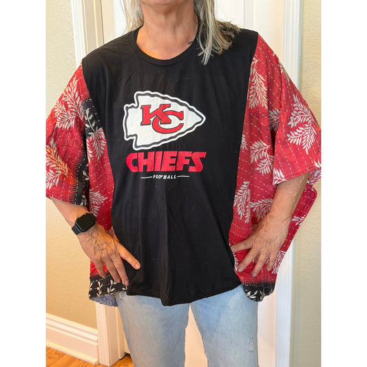 Kansas City Chiefs Upcycled Kantha Tunic Top Shirt OS Handmade Boho
