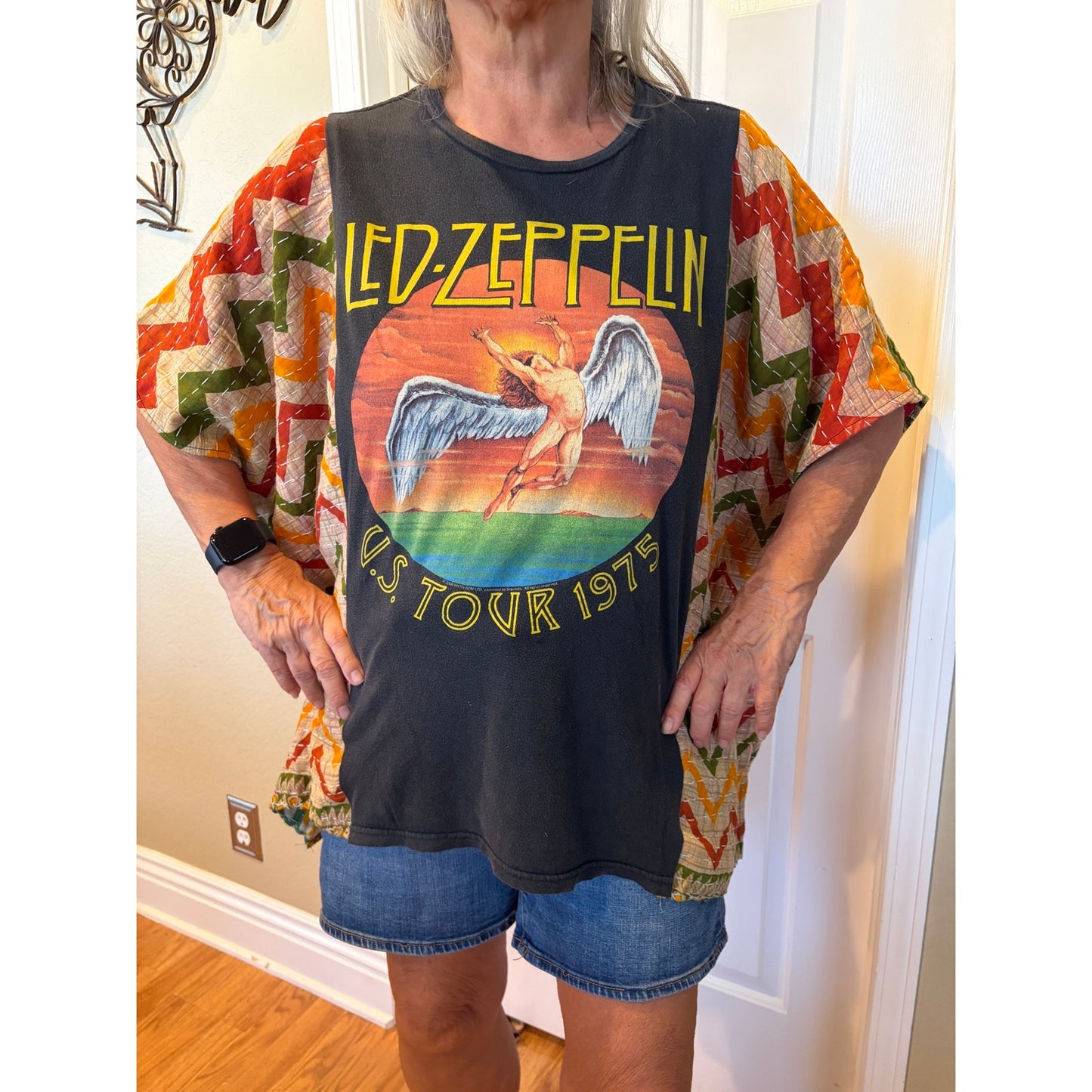 Led Zeppelin Upcycled Kantha Tunic Top Shirt OS Handmade